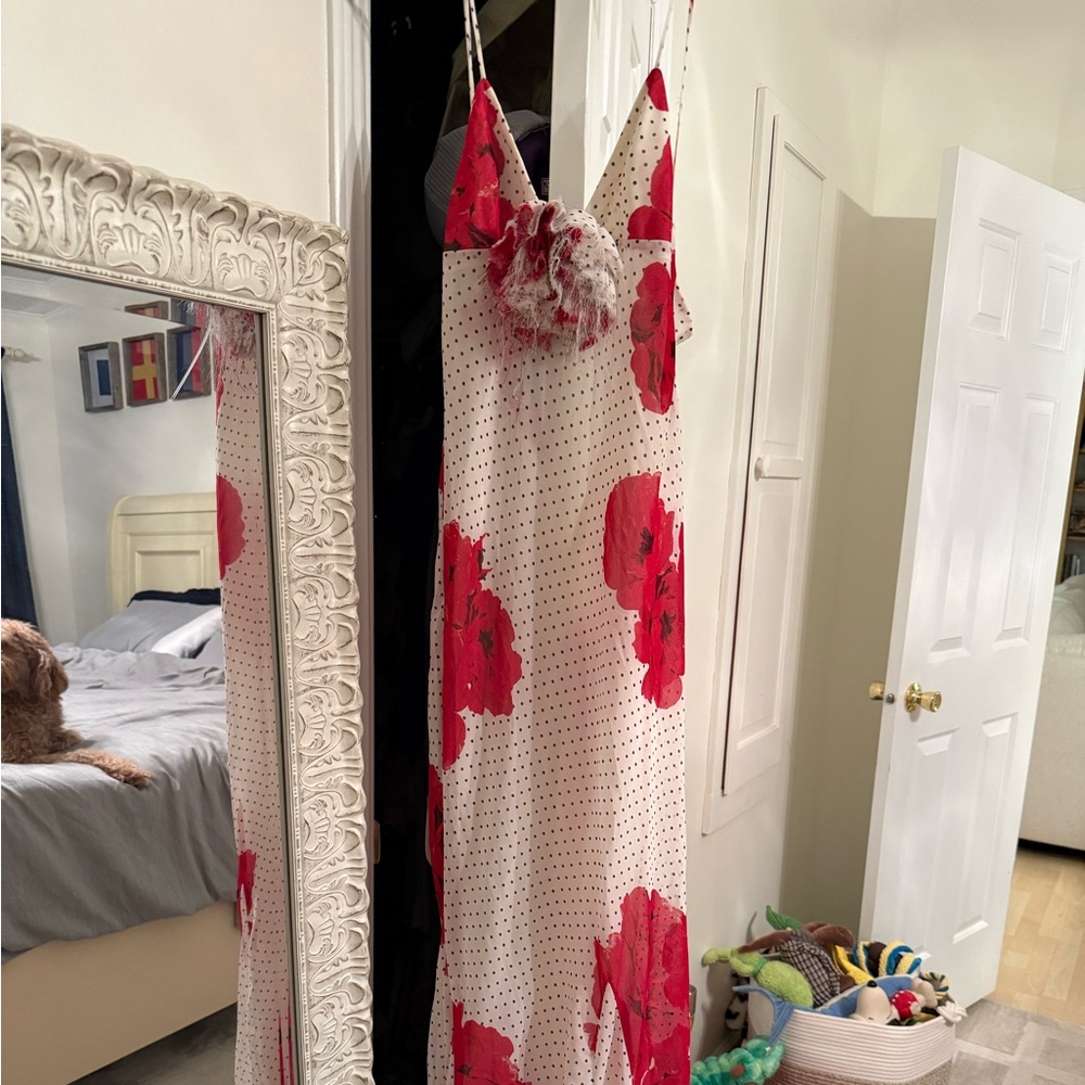 Zara Cream and Red Polka Dot Blouse